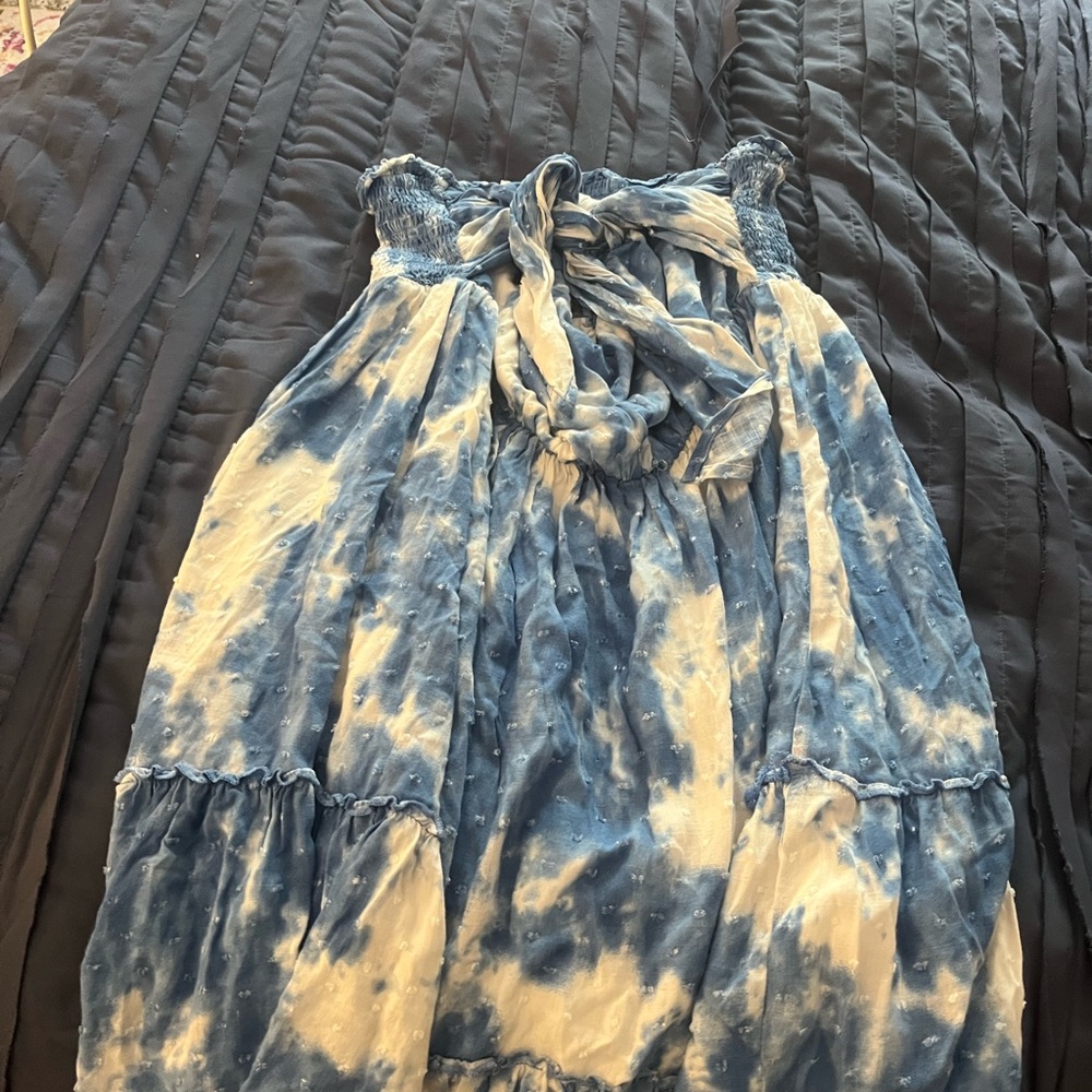 Blue and White Tie-Dye Dress